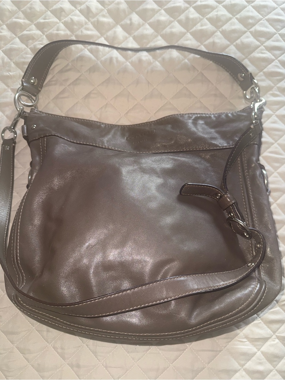 Coach Metallic Brown Leather Hobo Bag